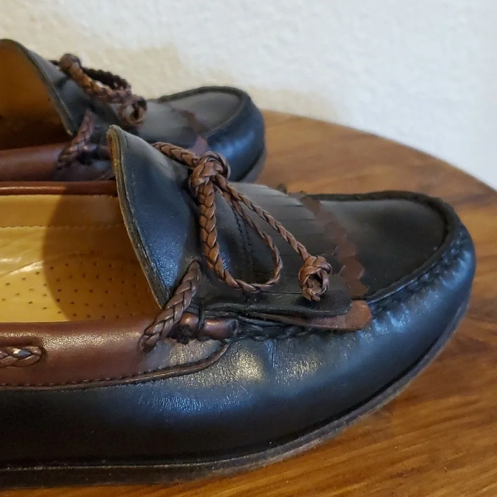 Allen Edmonds| Woodstock Black Comfort Men Loafers 2 Tone Slip On Tassels Sz.8.5